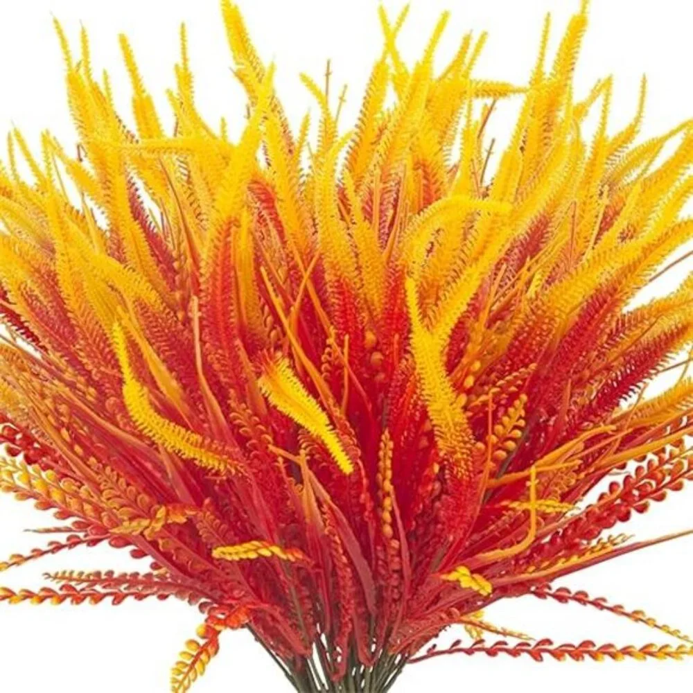 10 Bundles Artificial Fall Flowers for Outdoors Fake Plants UV Resistant Plastic